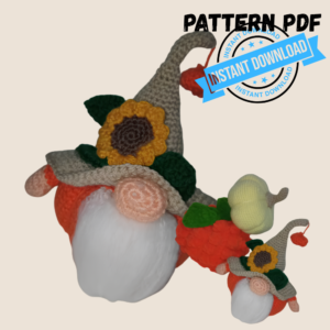 Pattern PDF Gnomo Zucca Amigurumi all'Uncinetto – Decorazione Autunnale