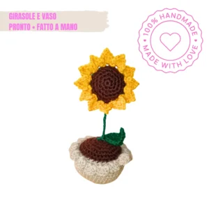 girasole con vaso amigurumi pronto