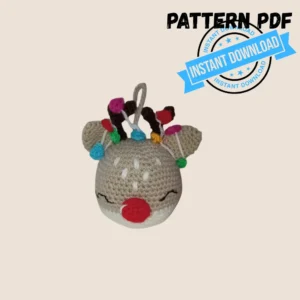 Pattern PDF Pallina Renna Amigurumi all’Uncinetto – Decorazione Natalizia
